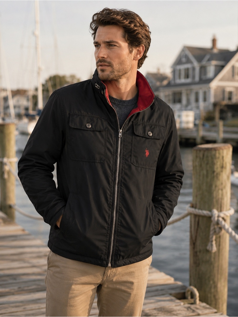 U.S. Polo Assn. Black Lightweight Field Jacket Size S Classic Preppy Utility